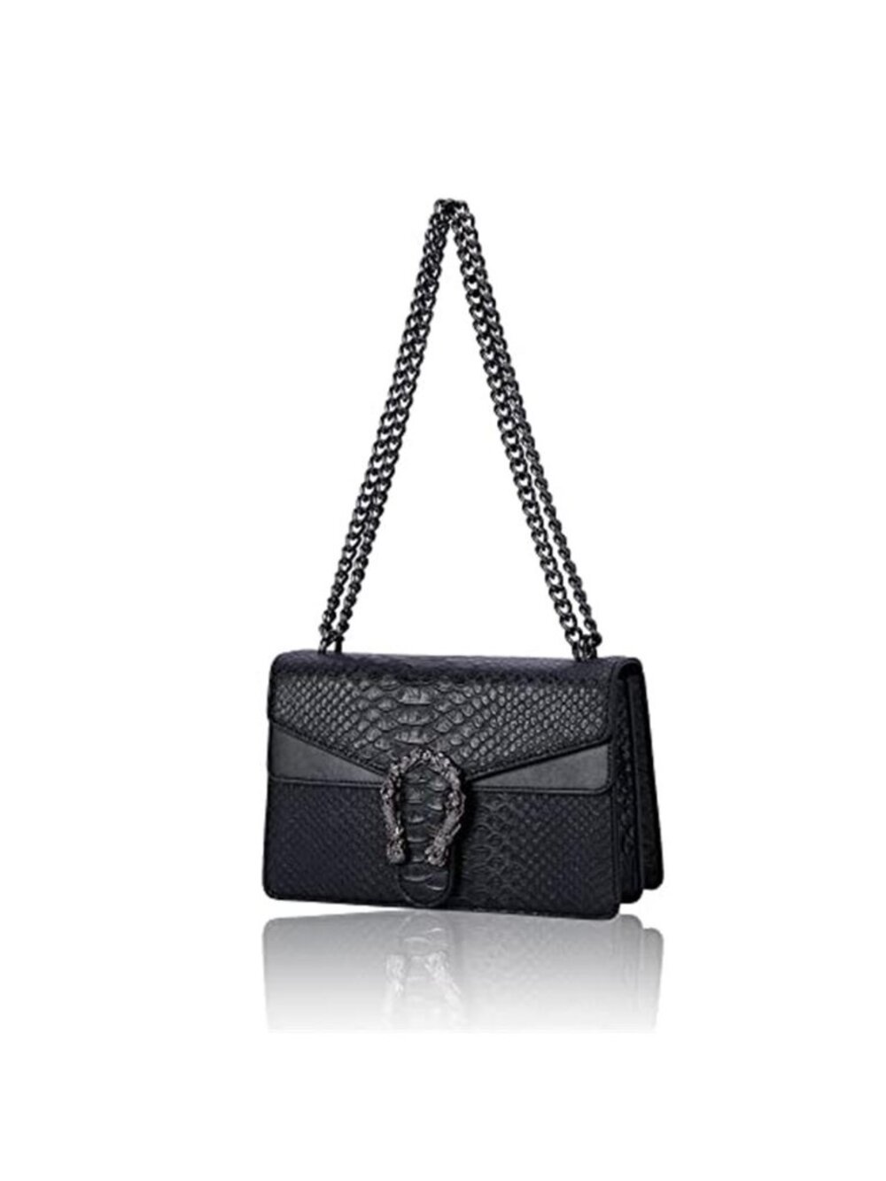 Snakeskin Crossbody Bag Chain Shoulder Purse Faux Leather Flap Handbag Women